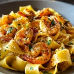 Indulge in Shrimp and Roasted Garlic Pappardelle Delight First Image