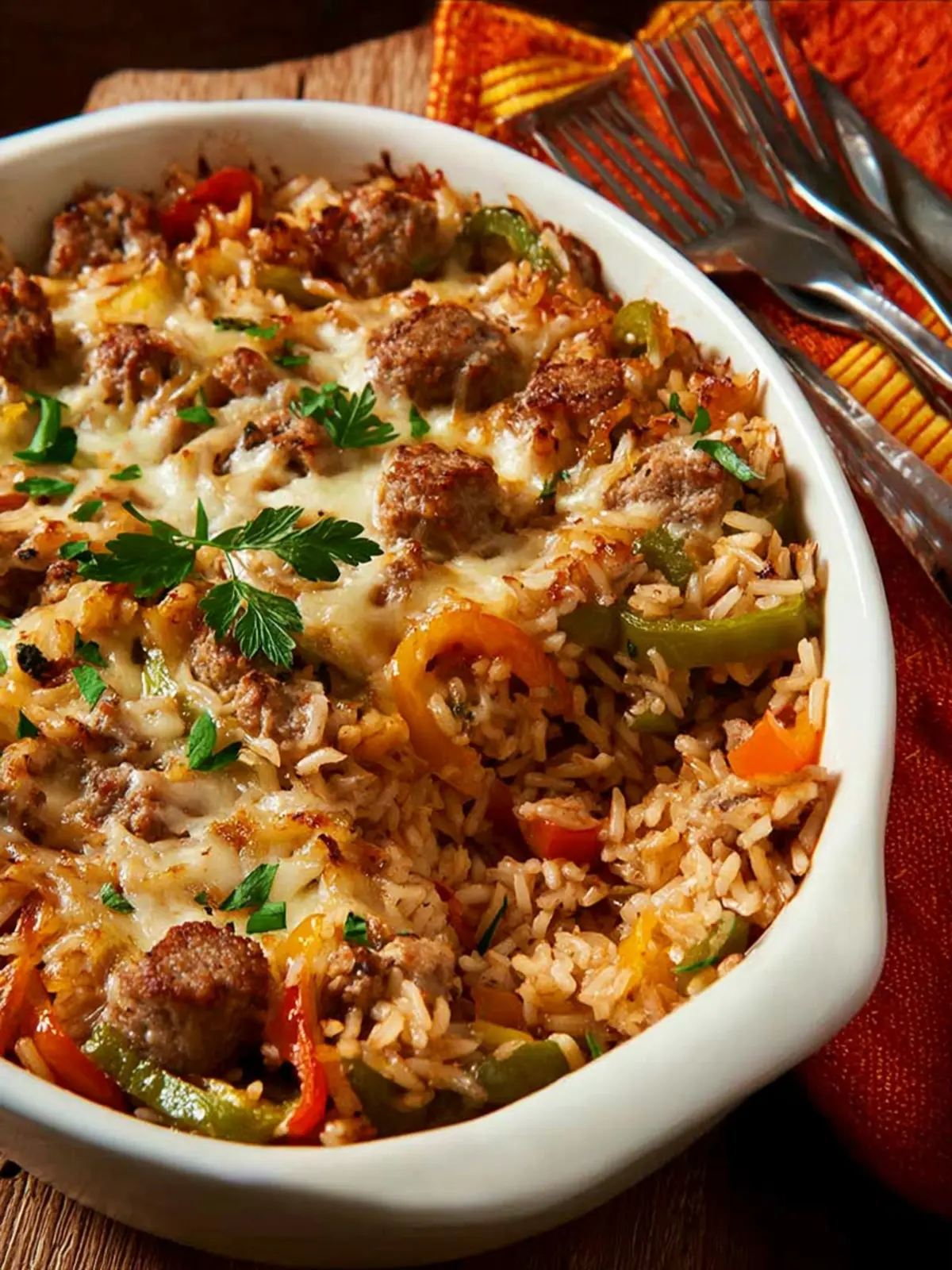 Brown Rice Casserole (with Sausage and Peppers) First Image