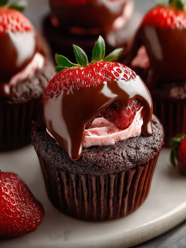 Chocolate Covered Strawberry Cupcakes – Delightful Treats First Image