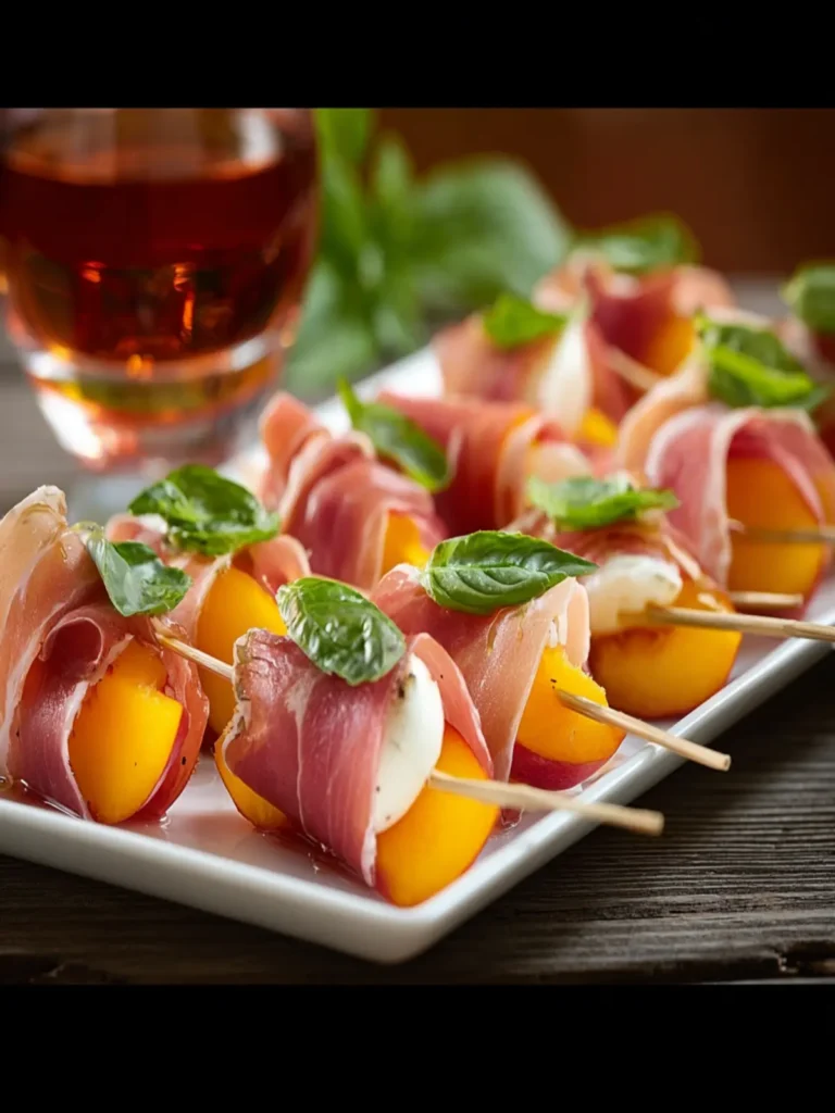 Elegant Prosciutto and Pickled Peach Appetizer Skewers First Image