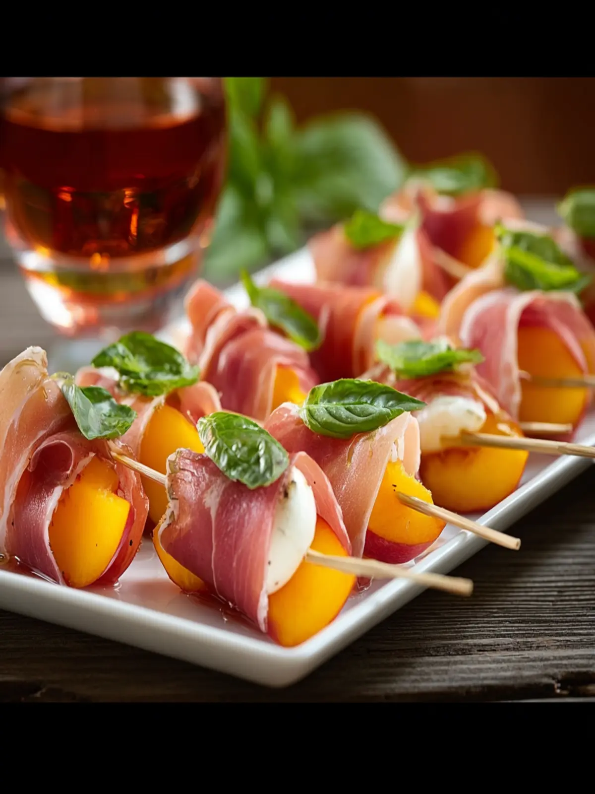 Elegant Prosciutto and Pickled Peach Appetizer Skewers First Image