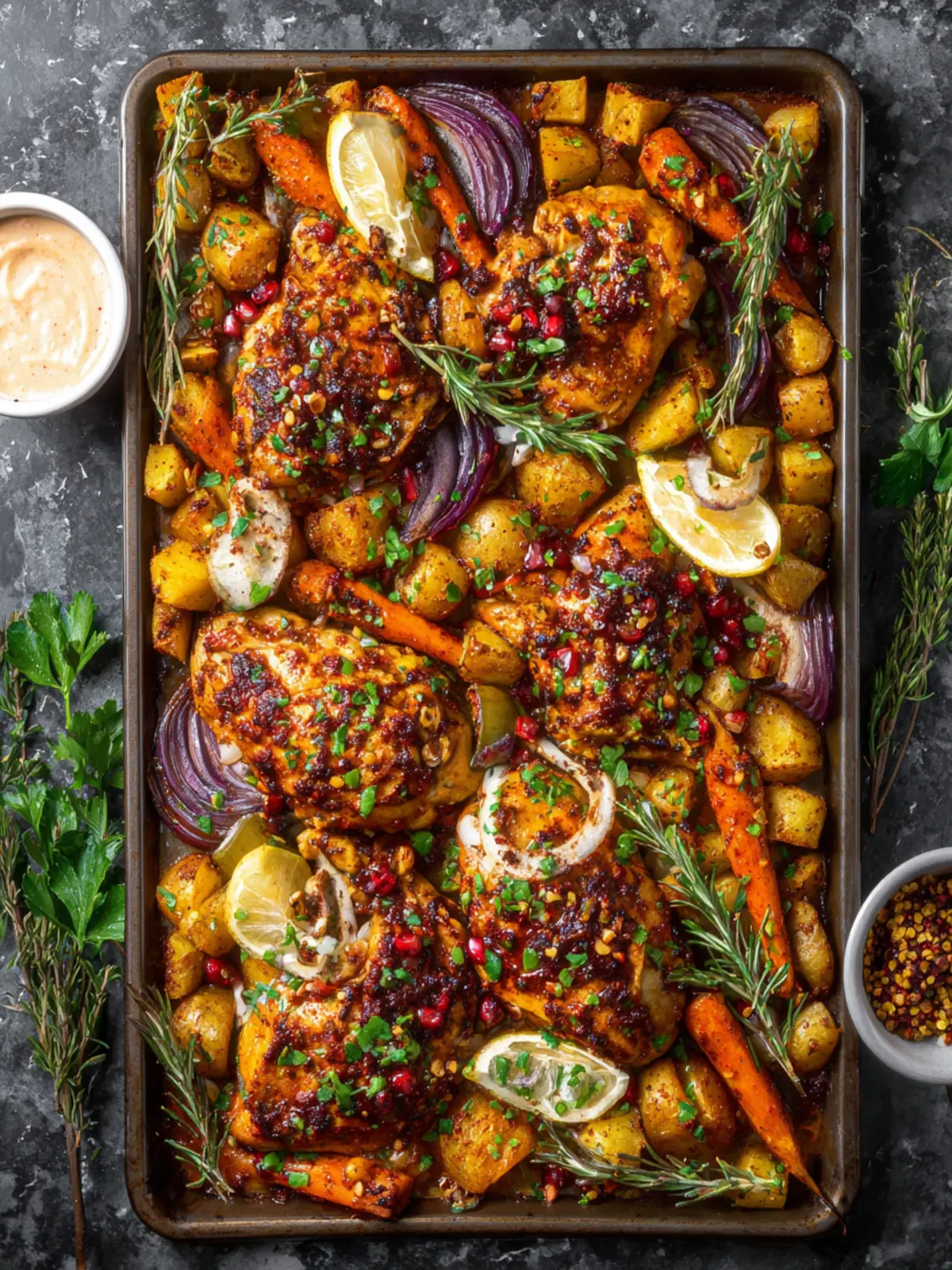 harissa sheet pan chicken First Image