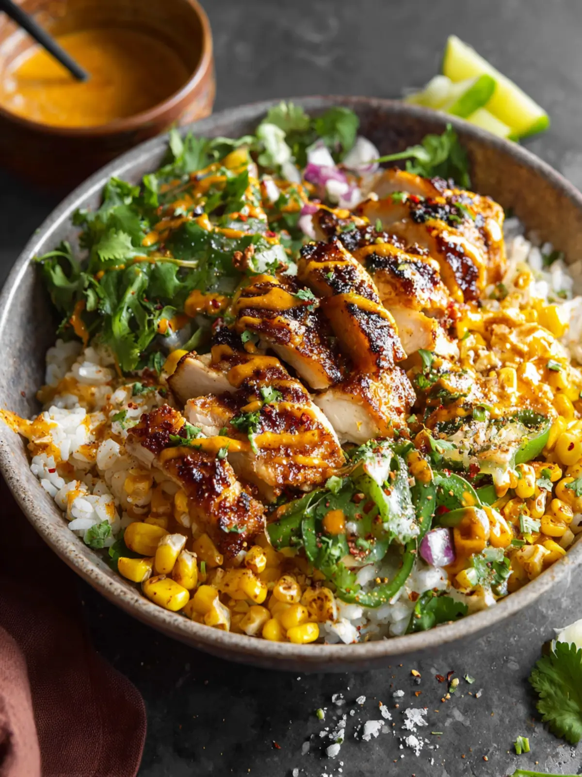 street corn chicken rice bowls First Image